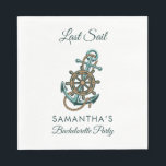 Sail Nautical Bachelorette Party Pappersservett<br><div class="desc">Nautiskt temade servetter från bachelorette som du enkelt kan anpassa för din bachelorette-fest. Perfekt för födelsedagar och årsdag firande. TIP: Andra matchande party-leveranser med den här designen finns i butiken och i den samling som anges nedan för din bekvämlighet</div>