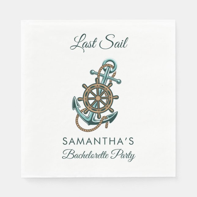 Sail Nautical Bachelorette Party Pappersservett (Framsidan)
