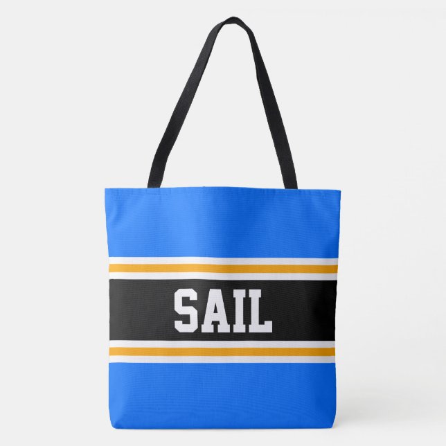 SAIL Roligt Athletic Blue Black Gult Rand Tygkasse (Framsida)