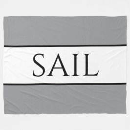 SAIL Sporty Modern Nautical Grått White Rand Fleecefilt