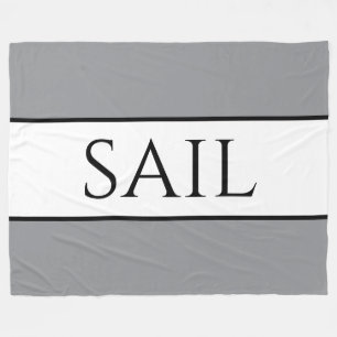 SAIL Sporty Modern Nautical Grått White Rand Fleecefilt