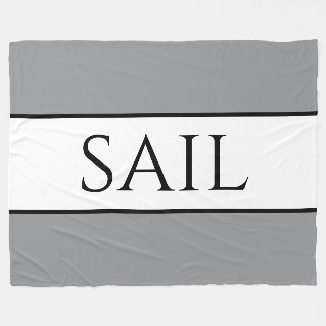 SAIL Sporty Modern Nautical Grått White Rand Fleecefilt (Framsidan (Horisontell))