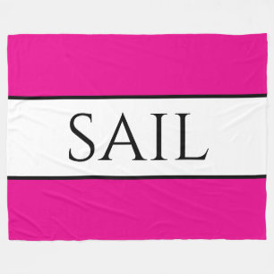 SAIL Sporty Roligt Bright Nautical Rosa White Rand Fleecefilt