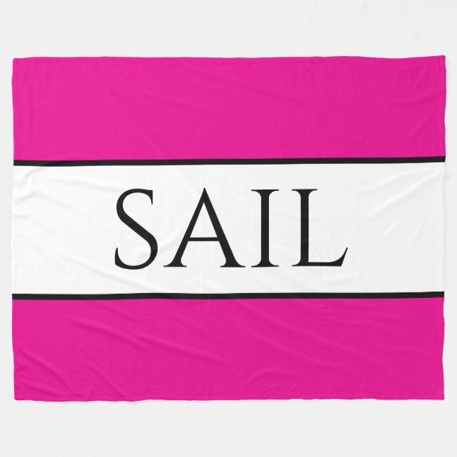 SAIL Sporty Roligt Bright Nautical Rosa White Rand Fleecefilt (Framsidan (Horisontell))