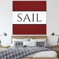 SAIL Text Fet Sportig Bred Djupröd Vit Randig