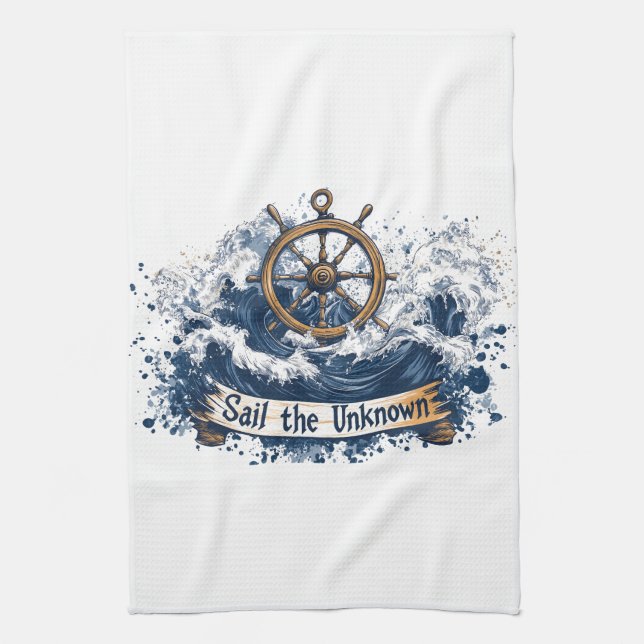 "Sail the Unknown" - Nautisk-inspirerad design Kökshandduk (Vertikal)