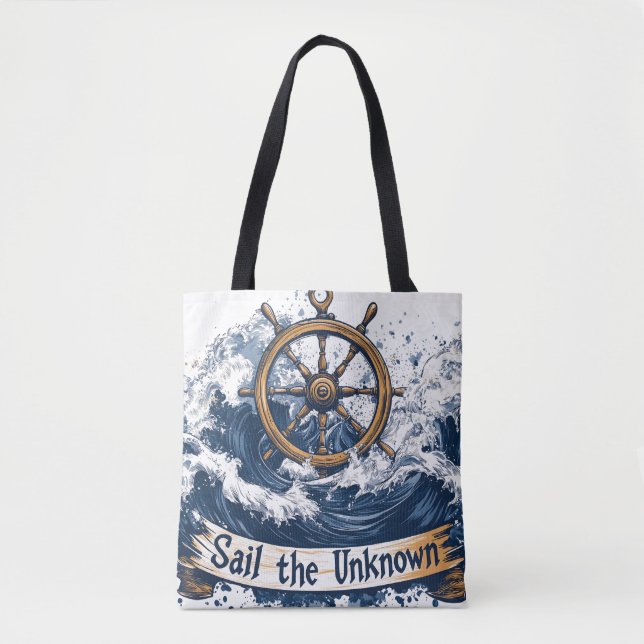 "Sail the Unknown" - Nautisk-inspirerad design Tygkasse (Framsida)