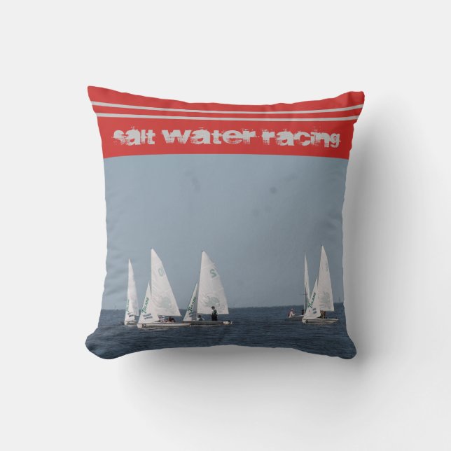 Sail Vatten Tävla Red, Grått och Blue Pillow Kudde (Framsida)