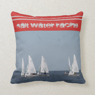 Sail Vatten Tävla Red, Grått och Blue Pillow Kudde