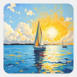 Sailboat at Sunset Fyrkantigt Klistermärke