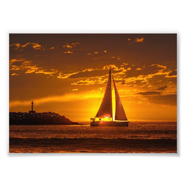 Sailboat at Sunset - Marina Del Rey, CA Fototryck (Framsidan)