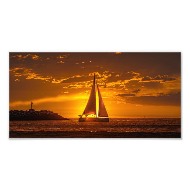 Sailboat at Sunset - Marina Del Rey, CA Fototryck (Framsidan)