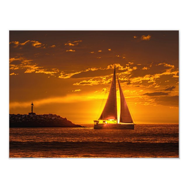 Sailboat at Sunset - Marina Del Rey, CA Fototryck (Framsidan)