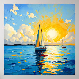 Sailboat at Sunset Poster