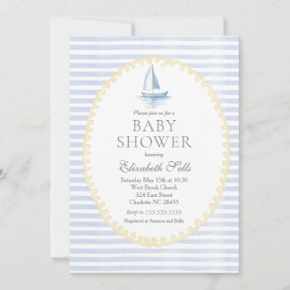 Sailboat Baby Shower Invitation, Boy baby shower Inbjudningar