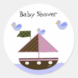 Sailboat Baby Shower Tema Runt Klistermärke