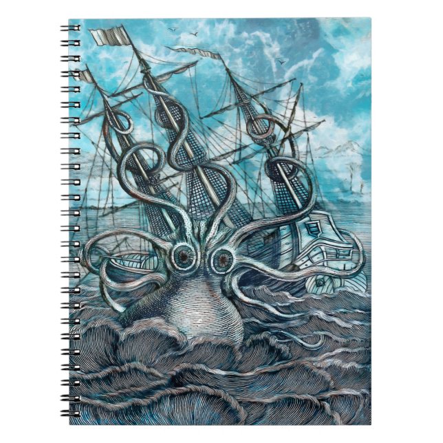 Sailboat-båten av arten Octopus Blue Sea Anteckningsbok (Framsidan)