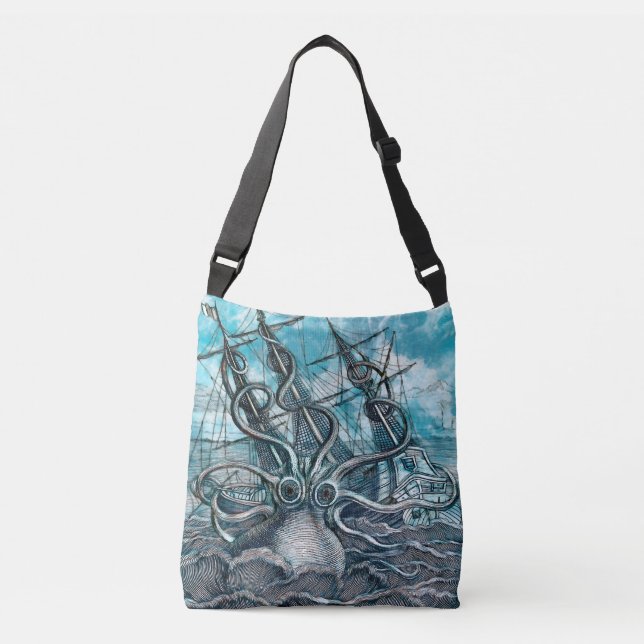 Sailboat-båten av arten Octopus Blue Sea Axelväska (Framsida)