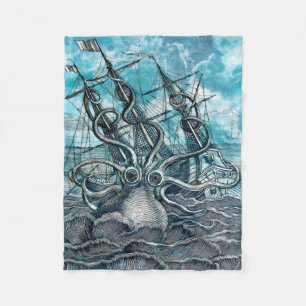 Sailboat-båten av arten Octopus Blue Sea Fleecefilt