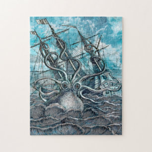 Sailboat-båten av arten Octopus Blue Sea Pussel