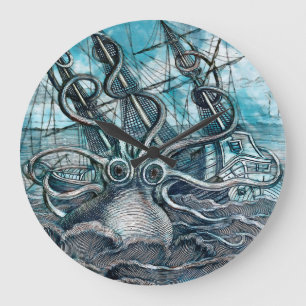Sailboat-båten av arten Octopus Blue Sea Stor Klocka