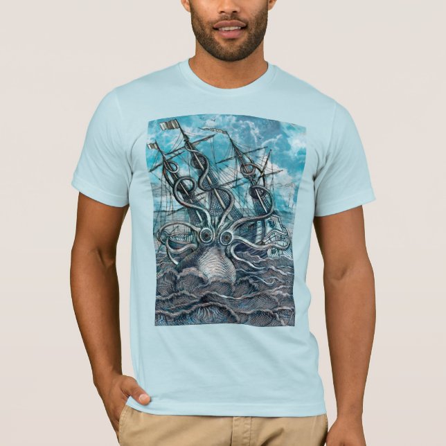 Sailboat-båten av arten Octopus Blue Sea T Shirt (Framsida)