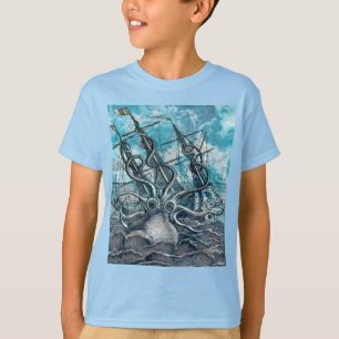 Sailboat-båten av arten Octopus Blue Sea T Shirt