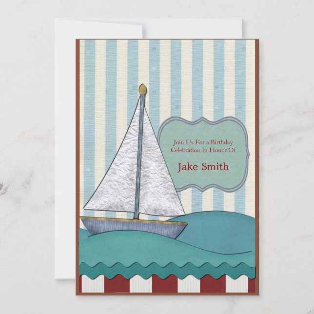 Sailboat Birthday Inbjudningar (Framsida)