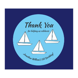 Sailboat Birthday Runt Klistermärke