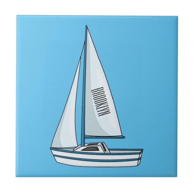 Sailboat cartoon illustration kakelplatta (Framsidan)