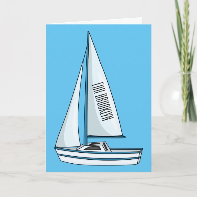Sailboat cartoon illustration kort (Framsida)