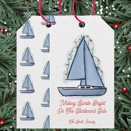 Sailboat Christmas Card Presentetikett