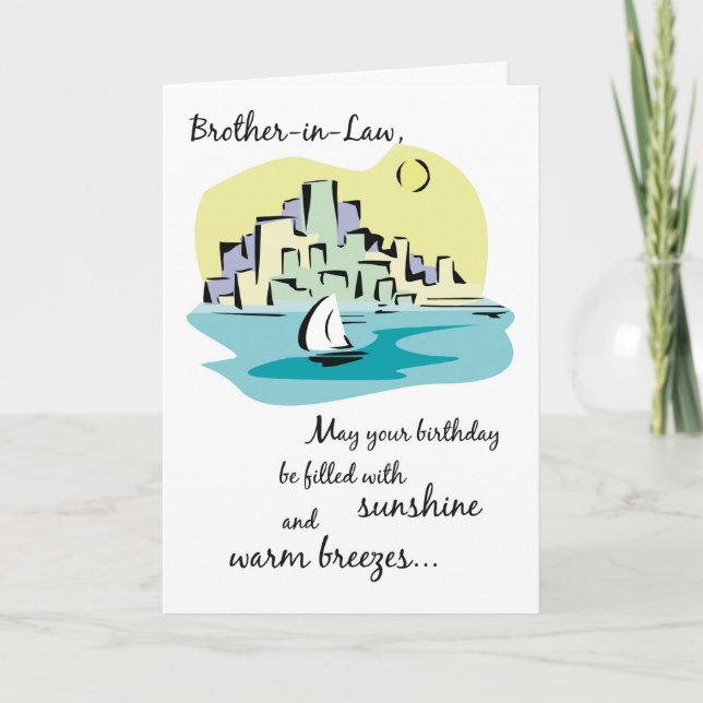 Sailboat City Birthday Kort (Framsida)