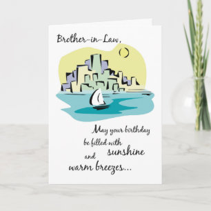 Sailboat City Birthday Kort