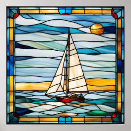 Sailboat-design med fastsatt glasutseende poster
