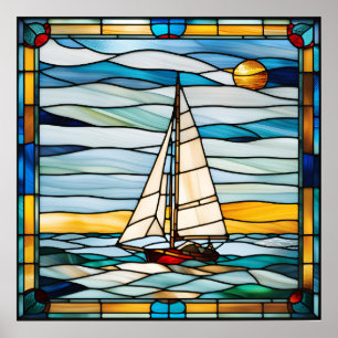 Sailboat-design med fastsatt glasutseende poster