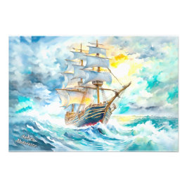 Sailboat i stormen fototryck