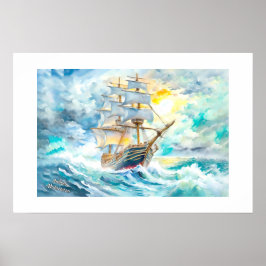 Sailboat i stormen poster