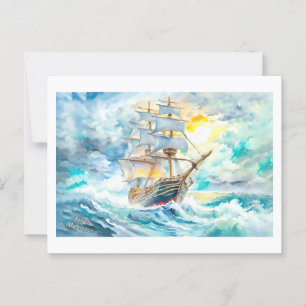 Sailboat i stormen vykort