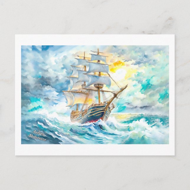 Sailboat i stormen vykort (Framsida)
