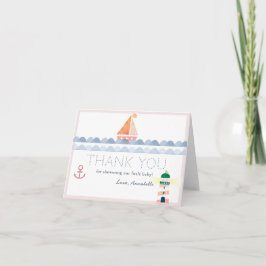 Sailboat & Lighthouse Nautical Rosa Baby Shower Tack Kort