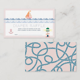 Sailboat & Lighthouse Rosa Diaper Raffle Biljett Tilläggskort