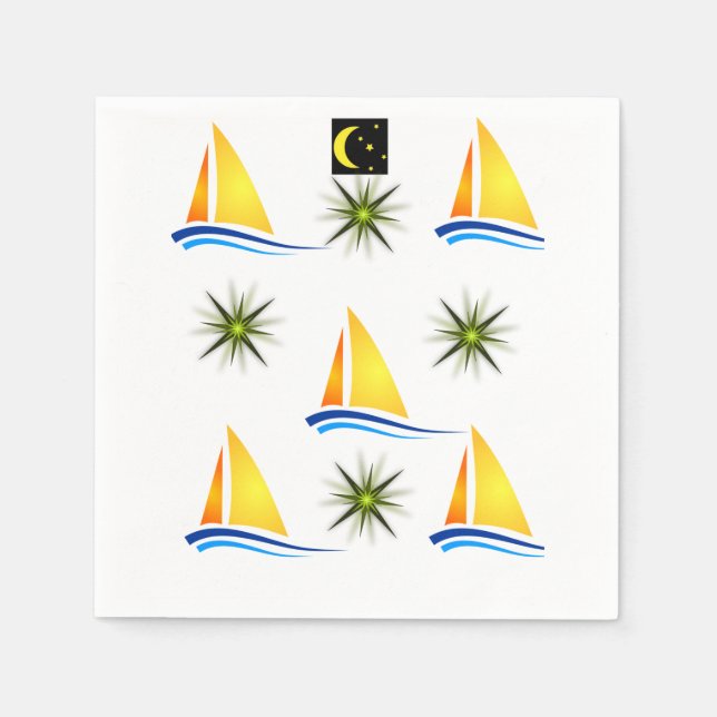 Sailboat Napkins Pappersservett (Framsidan)
