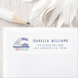 Sailboat Nautical Baby Shower Adress Returadress Etikett