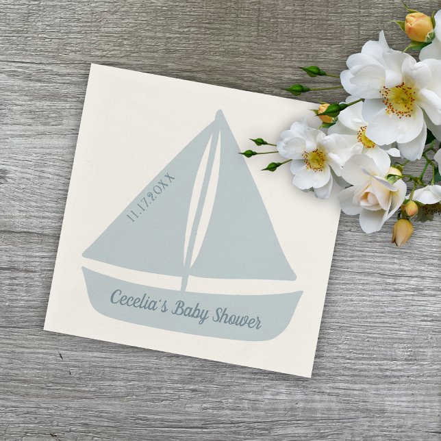 Sailboat Nautical Boy Baby Shower Pappersservett (Skapare uppladdad)