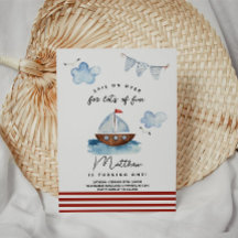 Sailboat Nautical Boy Birthday-inbjudan