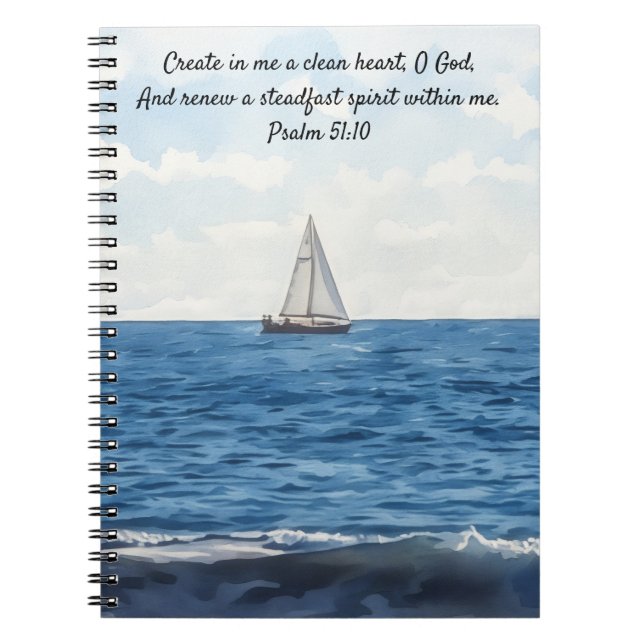 Sailboat on Ocean Art Bible Verse Prayer Journal Anteckningsbok (Framsidan)
