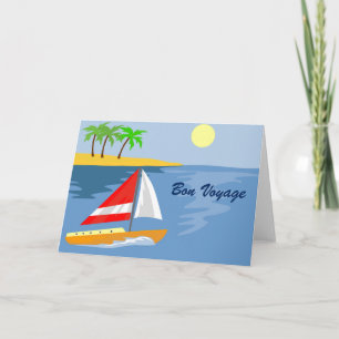 SAILBOAT PÅ ISLAND BON VOYAGE-KORT KORT