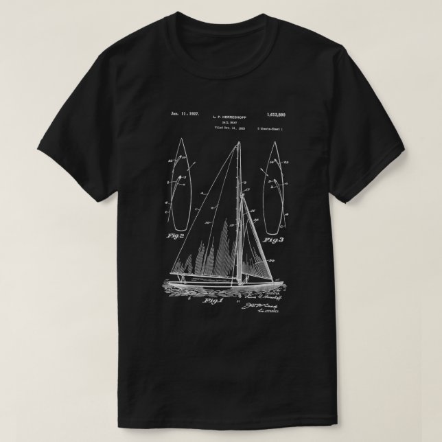 Sailboat Patent Segelbåt Sailing T Shirt (Design framsida)