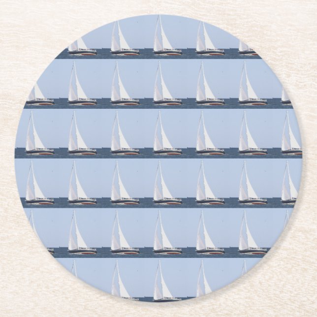 Sailboat Photo Underlägg Papper Rund (Framsidan)
